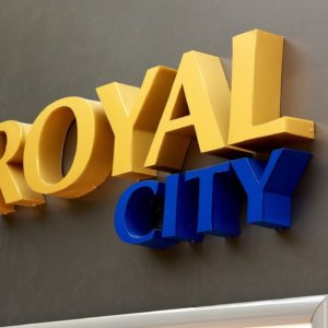 Advertising totem with channel letters- sign making company Media Design