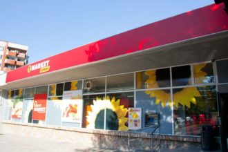 Illuminated signage for T-market Hadzhi Dimitar