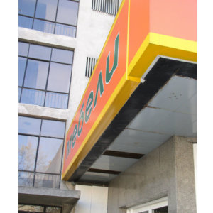 Advertising sing with LED lighting and vinyl banner - sign making company Media Design