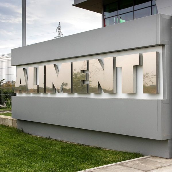 Non-illuminated advertising totem for Alimenti BG