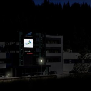 Светеща табела Amer Sport с перфо фолио ден и нощ Светещи табели за фабриката за ски Amer Sport в Чепеларе