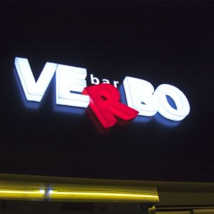 Bar Verbo with illuminated acrylic channel letters