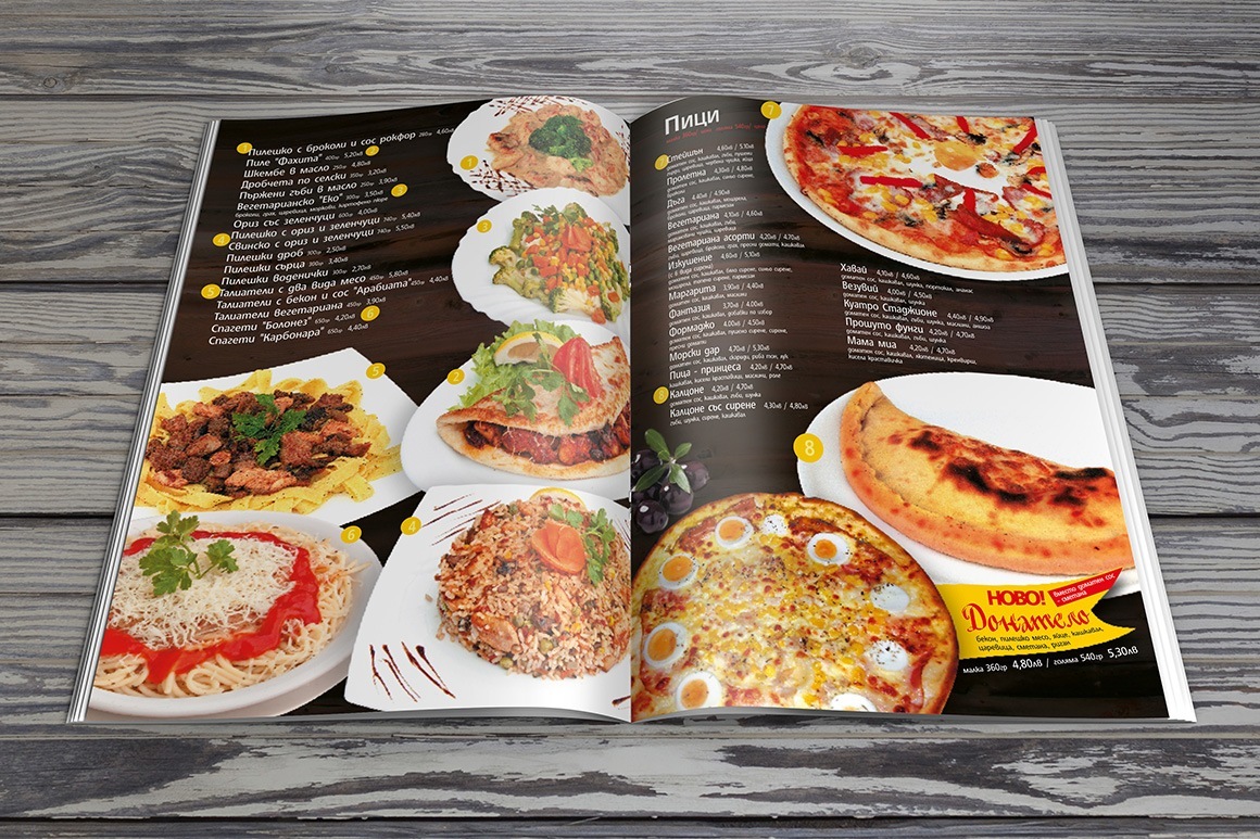 Menu design for a restaurant