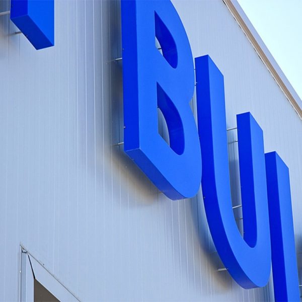 Blue acrylic channel letters Blue acrylic channel letters