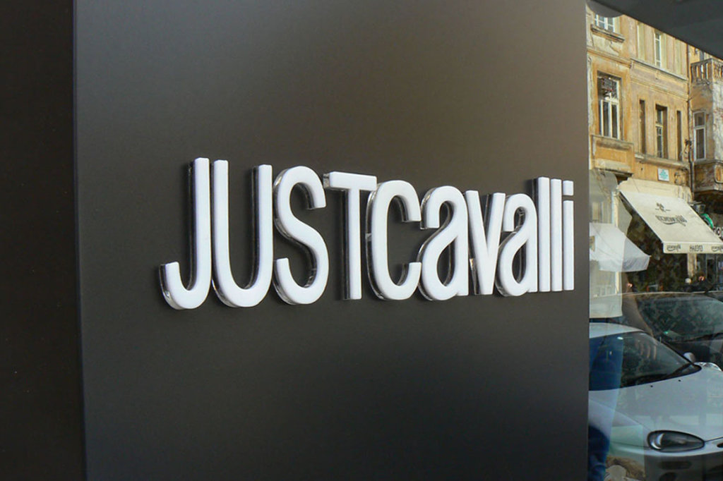 Sandwich letters - Embossed channel letters Just Cavalli for Mito store