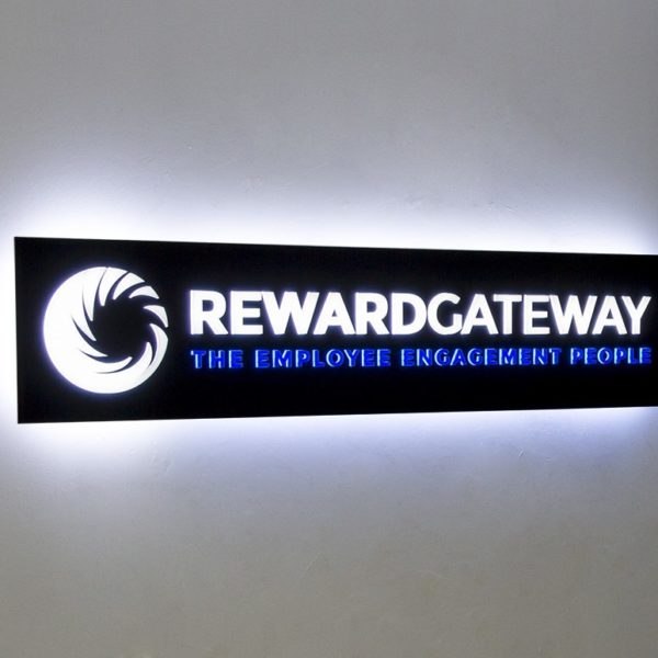 Reward Gateway - illuminated sign with blockout film
