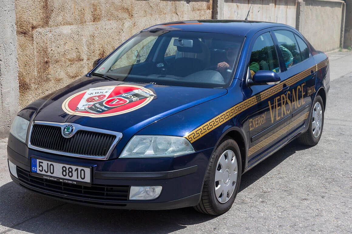 Branding of Versace Energy Drink's company vehicles