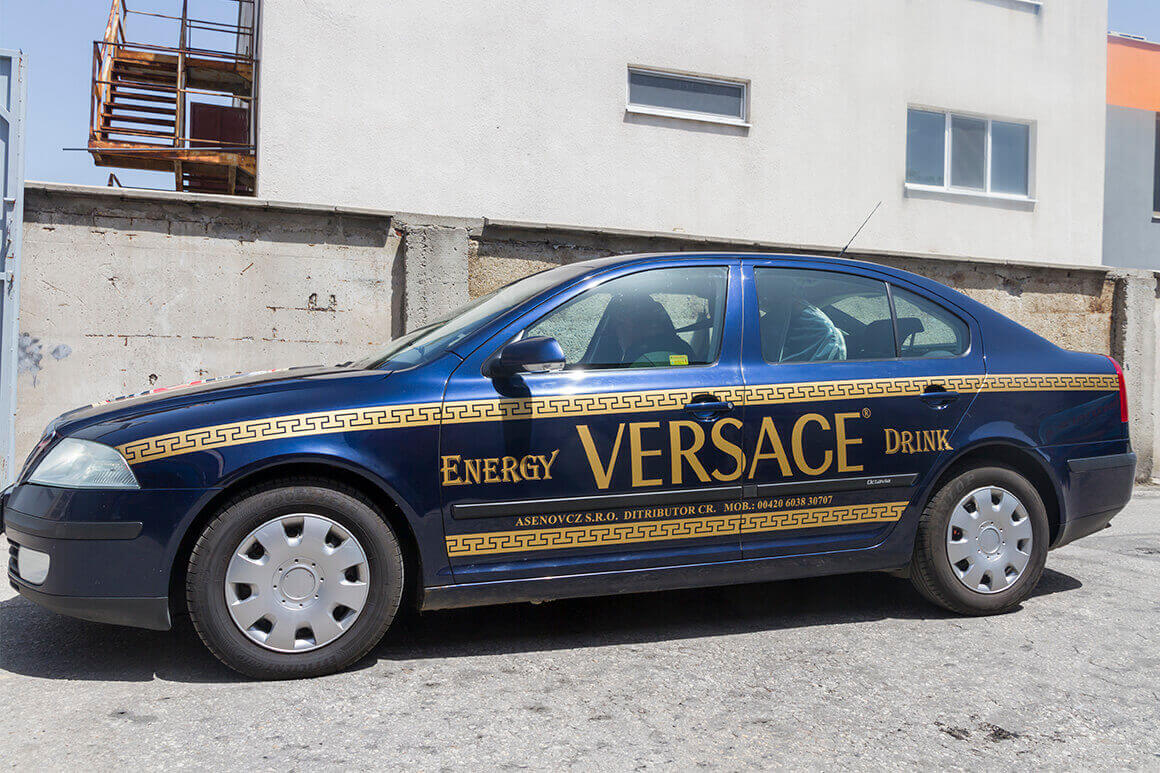 Branding of Versace Energy Drink's company vehicles