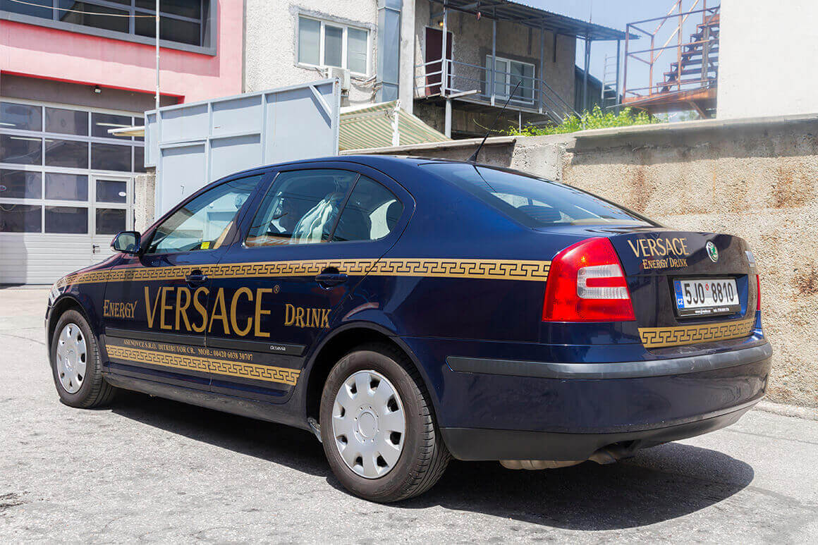 Branding of Versace Energy Drink's company vehicles