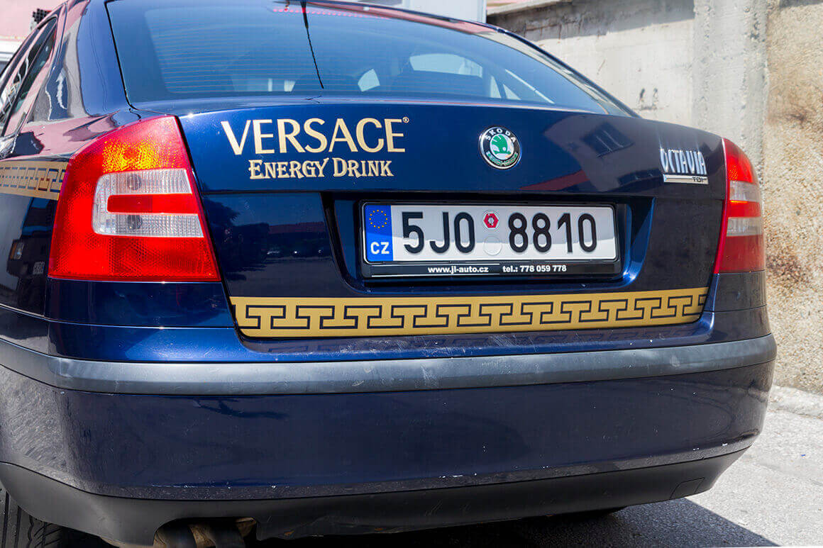 Branding of Versace Energy Drink's company vehicles