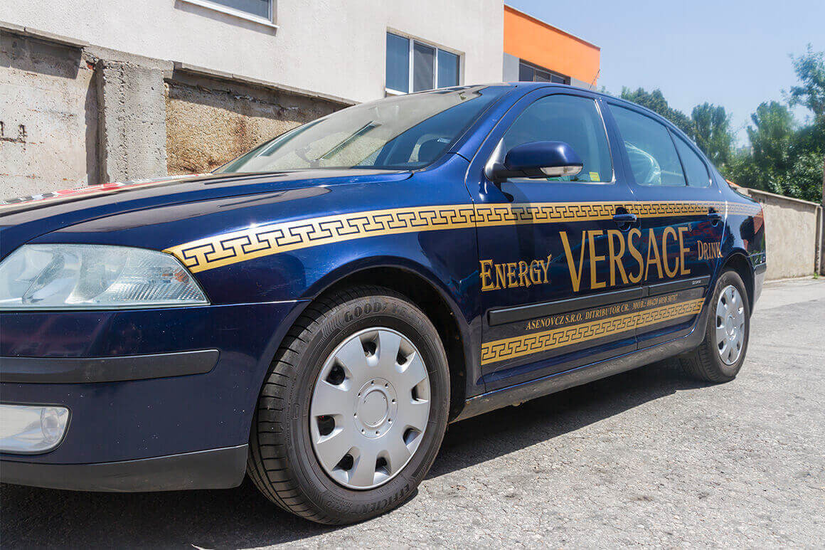 Branding of Versace Energy Drink's company vehicles