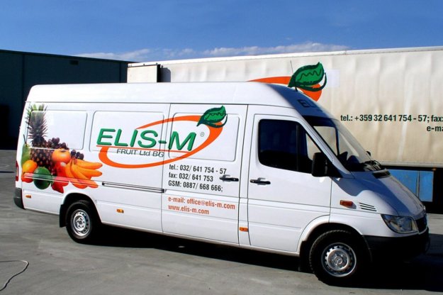 Bus and truck wrapping with film vehicle graphics for Elis M Fruit