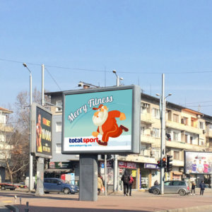 Дизайн на билборд с Коледна визия на Тотал Спорт направен от Медия Дизайн