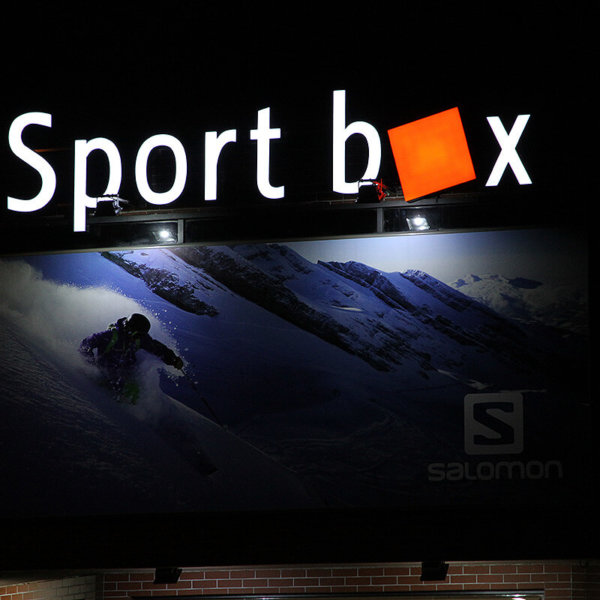 Illuminated channel letter for store Sport box in Plovdiv
