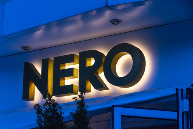 Brass channel letters with halo illumination for NERO, Sofia