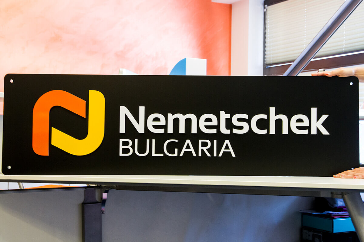 Non-illuminated acrylic interior sign Nemetschek Bulgaria