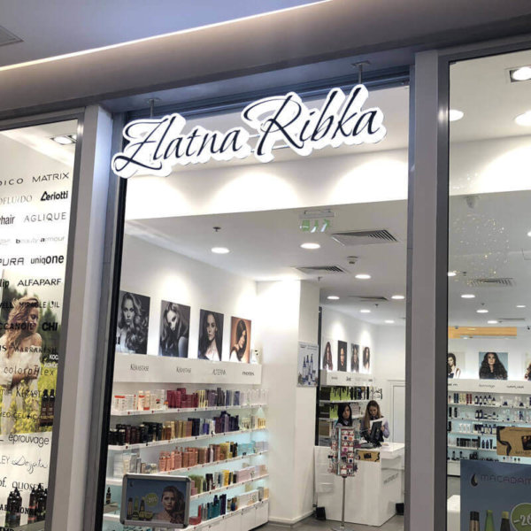 Channel letters at the entrance of Zlatna Ribka in Mall Plovdiv