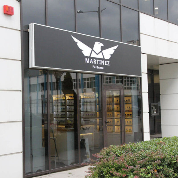Vinyl sign for Martinez perfume