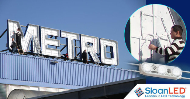 Repairing channel letters for Metro store - installing LED illumination SloanLED Prism