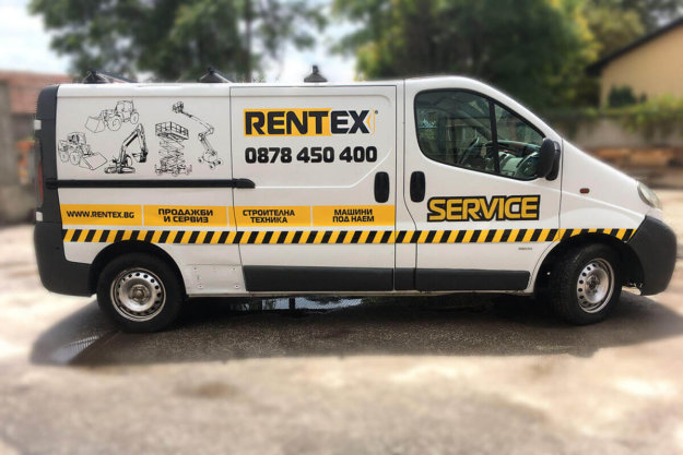 Opel Vivaro wrapping with Rentex advertising lettering