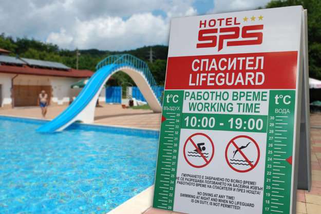 Pool sign for hotel in Plovdiv