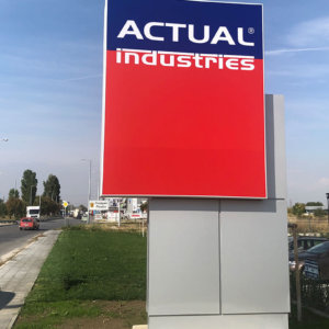 Advertising totem for Actual Industries