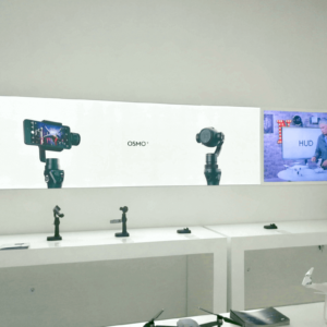 Attractive illuminated signage for DJI stores Attractive illuminated signage for DJI stores