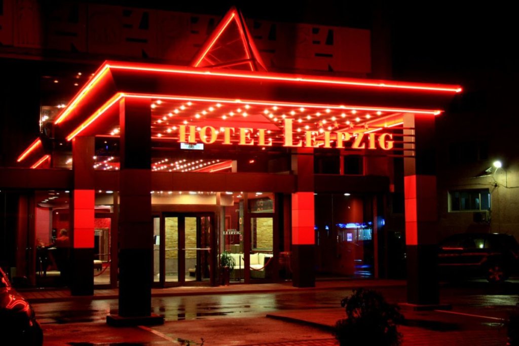 Illuminated channel letters at the roof at hotel Leipzig - Plovdiv