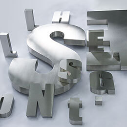 Letters from stainless steel