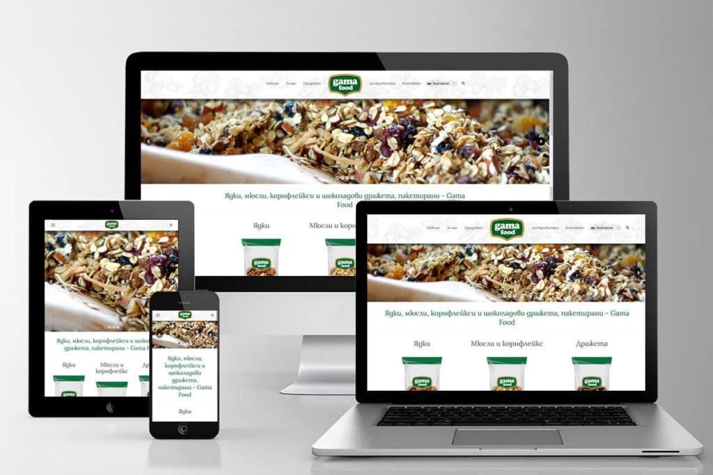 Дизайн и изработка на уеб сайт за корнфлейкс и мюсли Gama Food