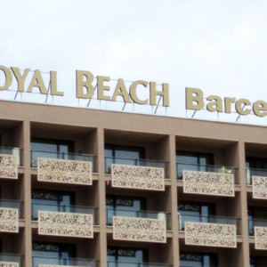 Illuminated countercurrent channel letters for complex in Sunny Beach Royal beach Barcelo Illuminated countercurrent channel letters for complex in Sunny Beach Royal beach Barcelo