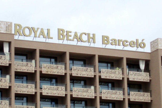 Illuminated countercurrent channel letters for complex in Sunny Beach Royal beach Barcelo