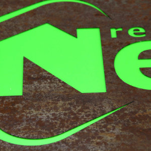 Illuminated metal sign – NEXT – Brokerage company Illuminated metal sign - NEXT - green plexiglass and embedded letters