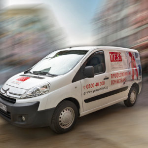 Частично облепяне на фирмен бус с рекламни графики, Yes Comfort