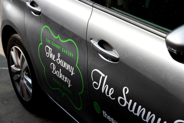 Branding company car (with advertising graphics) - The Sunny Bakery