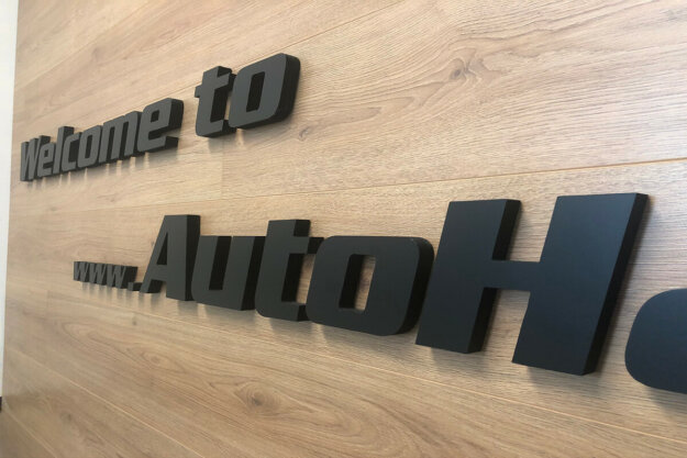 Showroom branding for Autohaus.bg, closeup