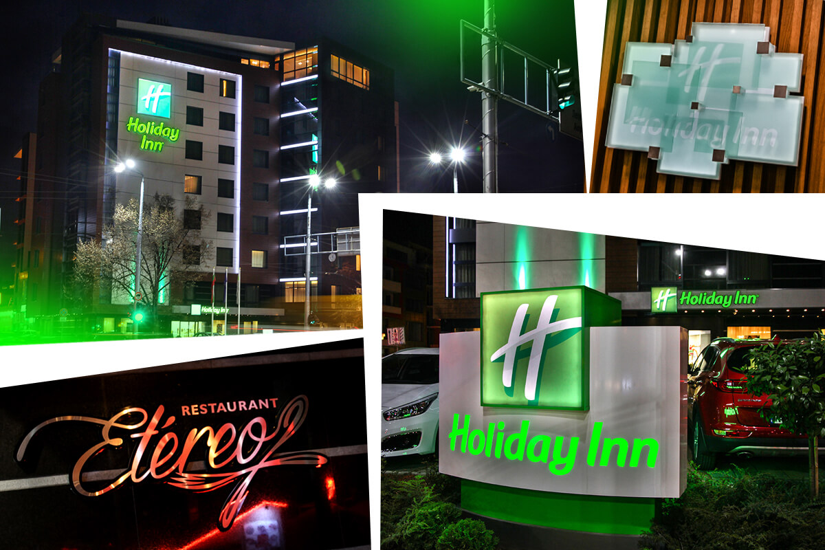 Hotel branding, illuminated or non-illuminated channel letters and signs for hotels