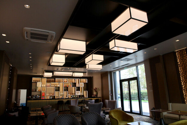 Acrylic lamps for Hotel Jägerhof, Plovdiv, lobby bar