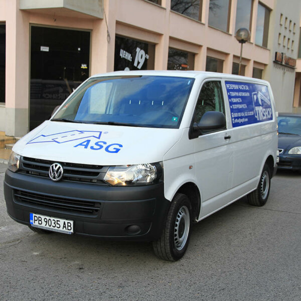 Wrapping a company bus with advertising graphics – TirShop, Plovdiv Wrapping a company bus ASG