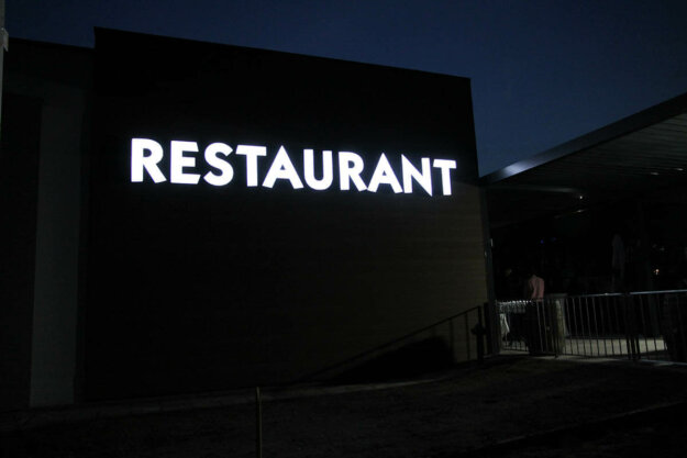 Illuminated channel letters from Alurapid - Restaurant, Aquapark Persenk, Devin