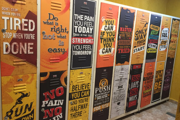 Wrapping lockers in dressing room with self-adhesive film - Shido fitness, Sofia