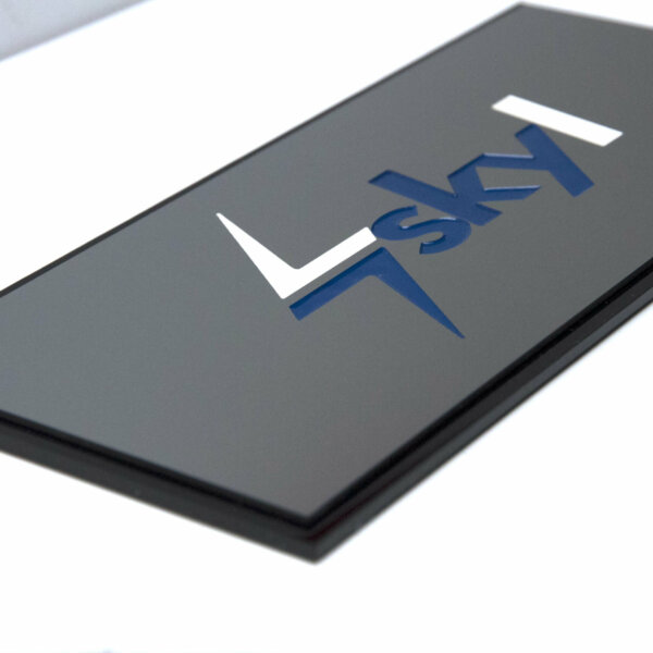 Metalized interior sign Metalized interior sign