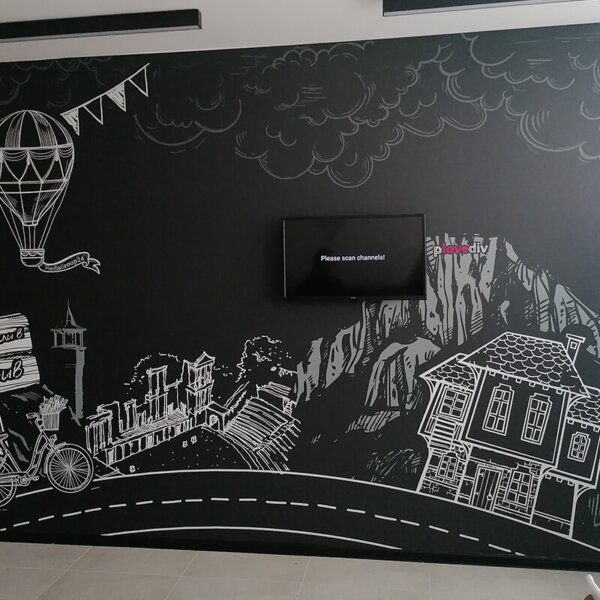 Wrapping a wall with self-adhesive film, Plovdiv Wrapping a wall with self-adhesive film, Plovdiv