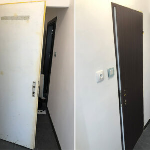 Wrapping doors with self-adhesive film in a private home