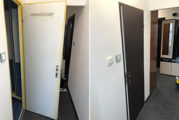 Wrapping doors with self-adhesive film in a private home