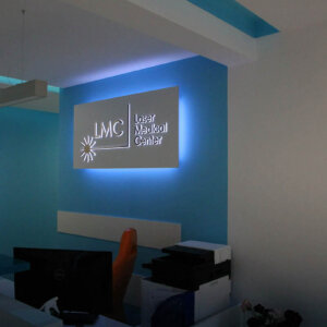 Illuminated sign with backlit embedded letters for LMC Illuminated sign with backlit embedded letters for LMC, Plovdiv