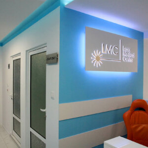 Illuminated sign with backlit embedded letters for LMC, Plovdiv Illuminated sign with backlit embedded letters for LMC, Plovdiv