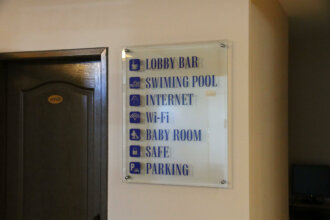 Informative sign for visual communication at Hotel Paloma, Sunny Beach