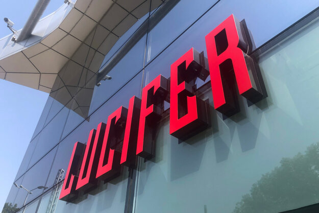 Illuminated acrylic channel letters Bar Lucifer, Plovdiv