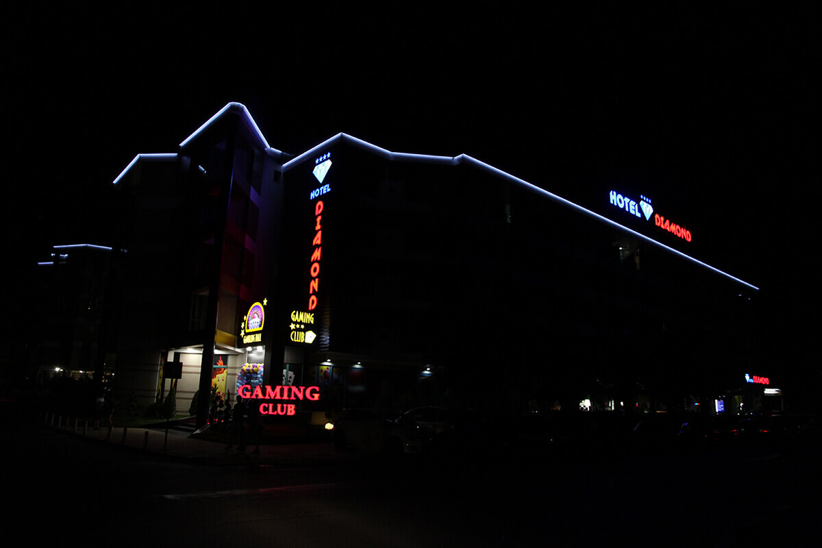 Hotel Diamond in Sunny Beach with LED tubes installation by Media Design